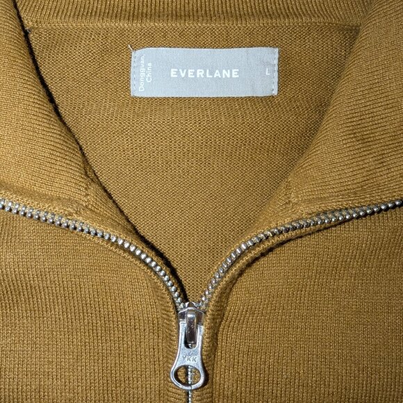 Everlane Men’s | Organic Cotton "No-Sweat Full Zip Sweater" Tapenade Tan | Large - Picture 6 of 11